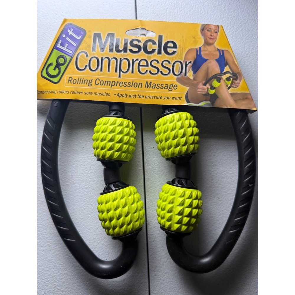 GoFit Muscle Compressor Rolling Compression Massage Tool Black Green GF-QUADR